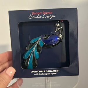 Regent Square Jeweled Enamel PEACOCK Christmas Ornament IOB